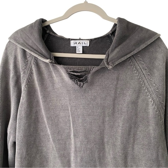 THE RAIL Distressed Washed Hooded Sweater I Size: XL - Picture 2 of 11